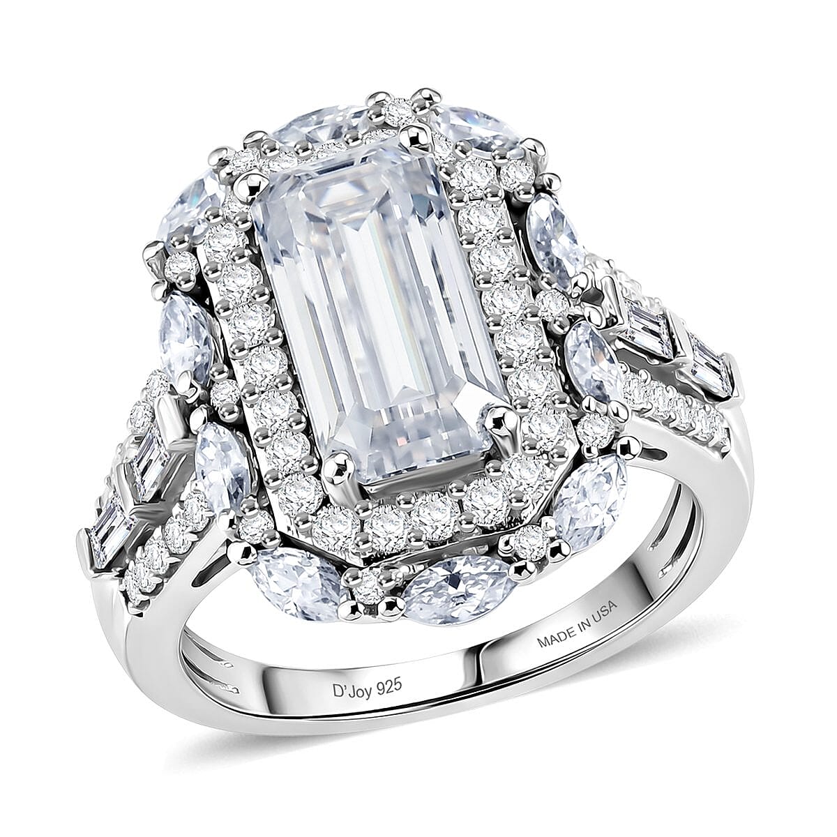 D'Joy Moissanite 4.75 ctw Forever Brilliant Ring in Rhodium Over Sterling Silver (Size 6.0)