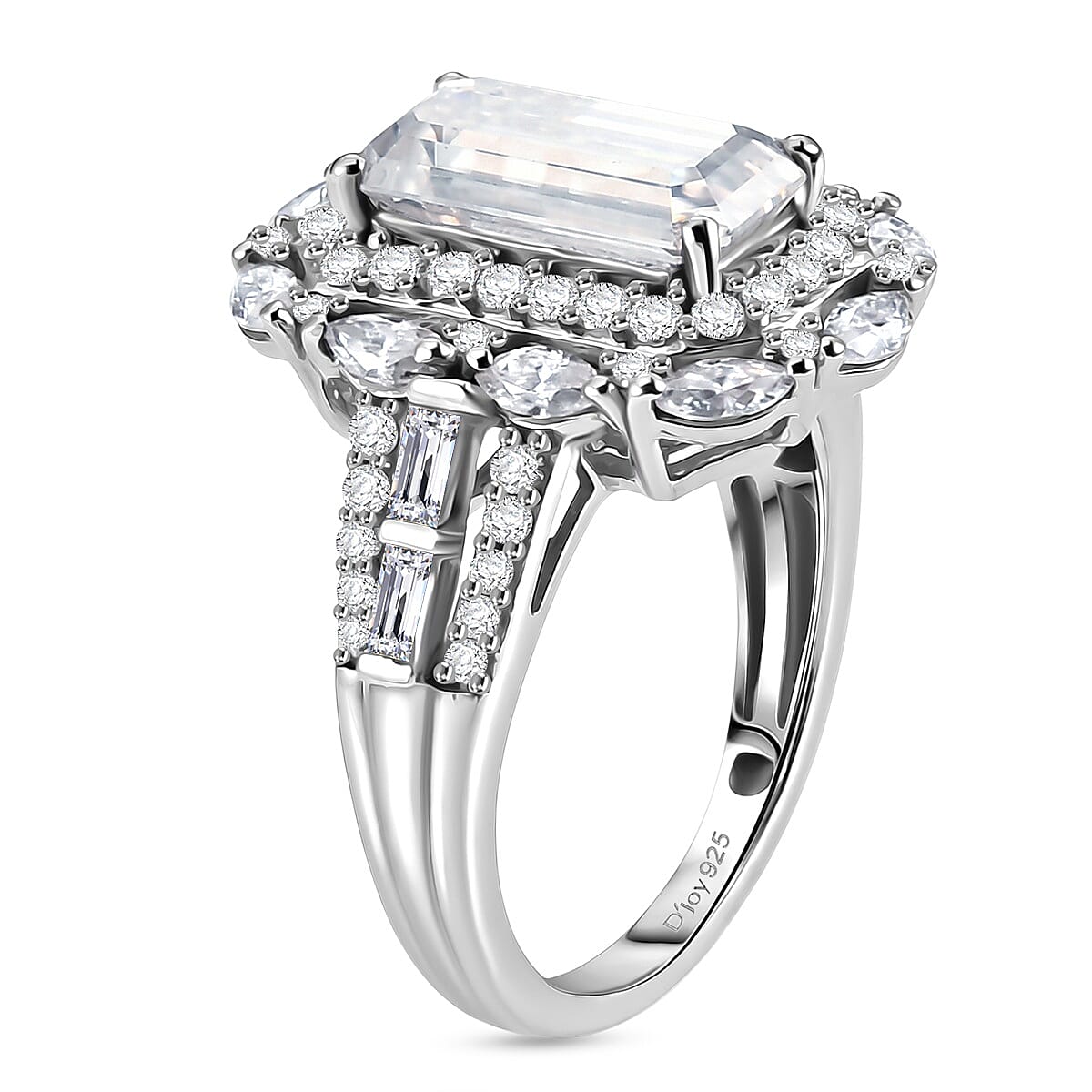 D'Joy Moissanite 4.75 ctw Forever Brilliant Ring in Rhodium Over Sterling Silver (Size 6.0)