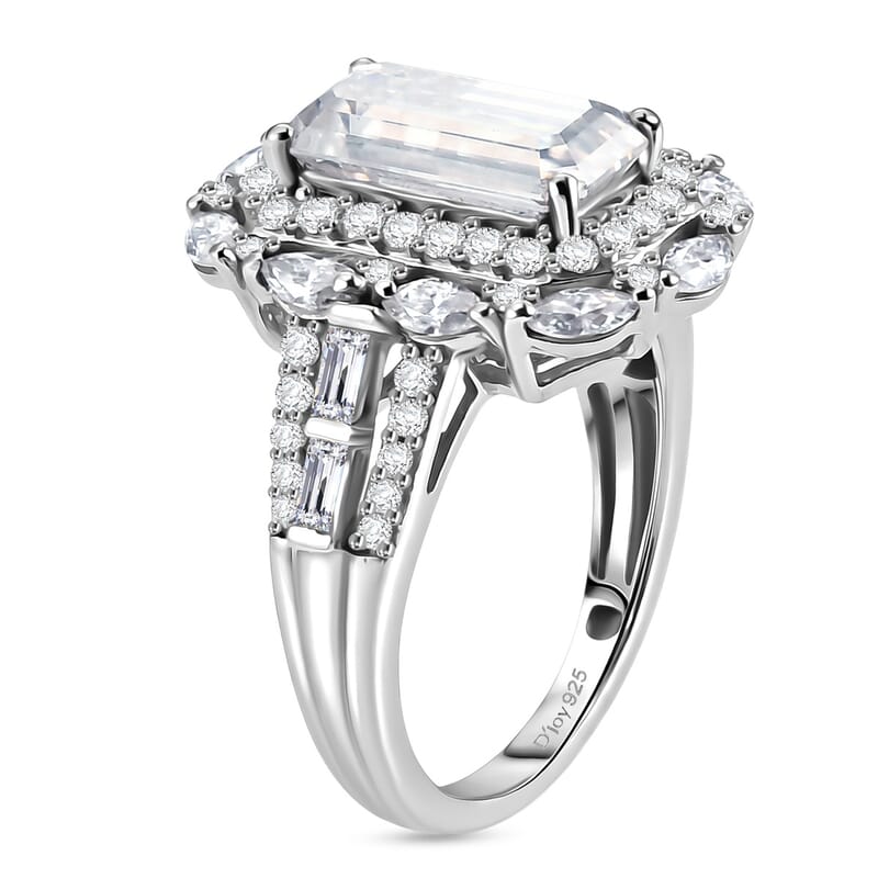 D'Joy Moissanite 4.75 ctw Forever Brilliant Ring in Rhodium Over Sterling Silver (Size 6.0)
