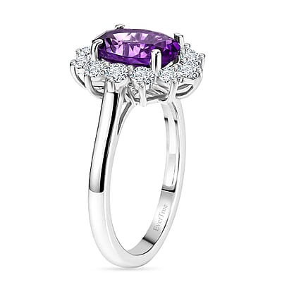 EverTrue African Amethyst and White Zircon 2.50 ctw Ring in Platinum Bond (Size 6.0)