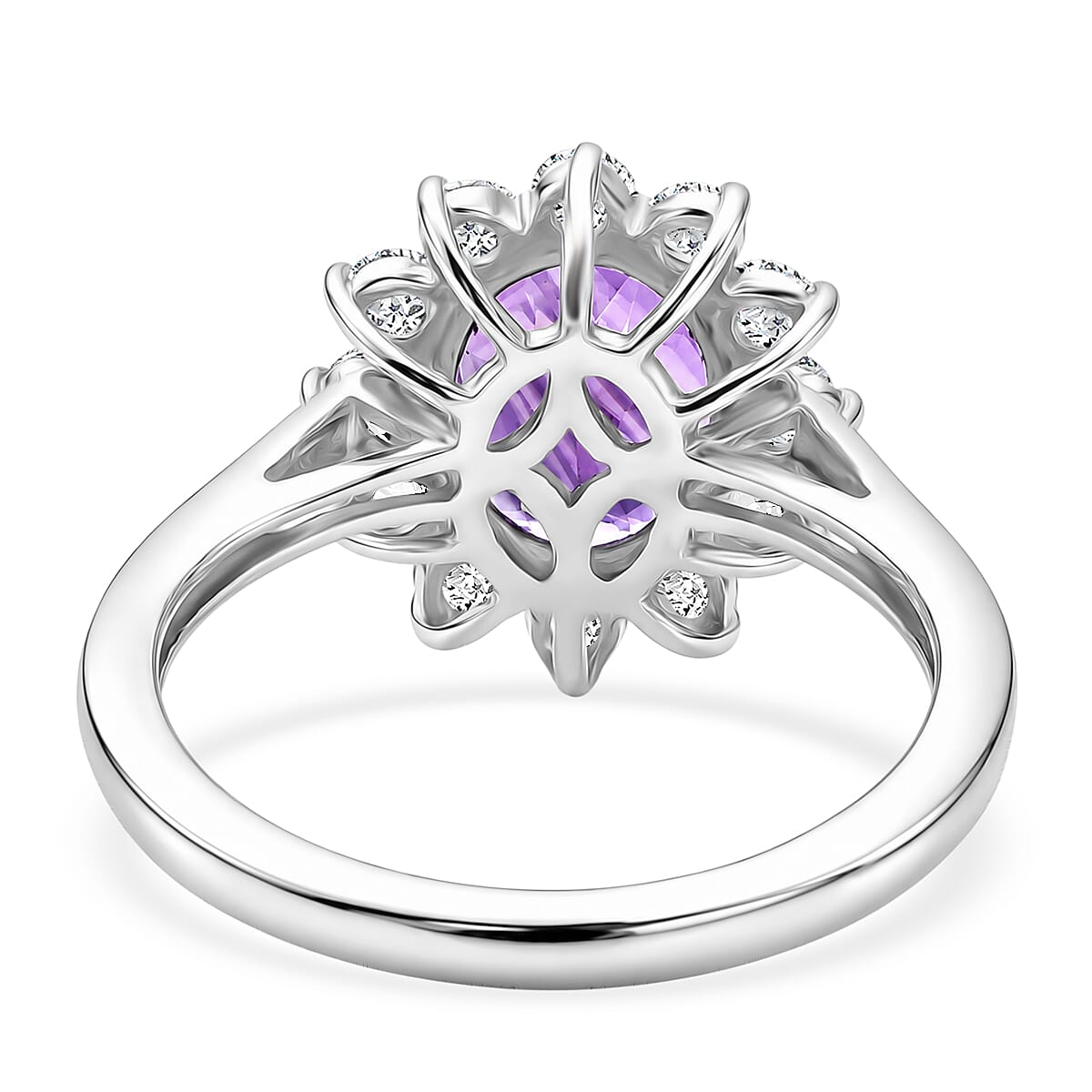 EverTrue African Amethyst and White Zircon 2.50 ctw Ring in Platinum Bond (Size 6.0)