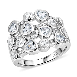 D'Joy White Topaz 2.10 ctw Ring in Rhodium Over Sterling Silver (Size 7.0)