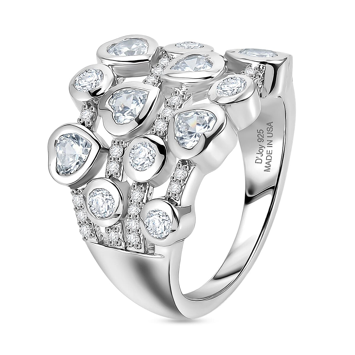 D'Joy White Topaz 2.10 ctw Ring in Rhodium Over Sterling Silver (Size 7.0) image number 3