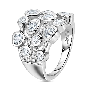 D'Joy White Topaz 2.10 ctw Ring in Rhodium Over Sterling Silver (Size 7.0)