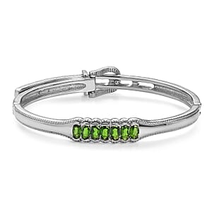 EverTrue Chrome Diopside 2.80 ctw Bangle Bracelet in Stainless Steel (7.25 In)