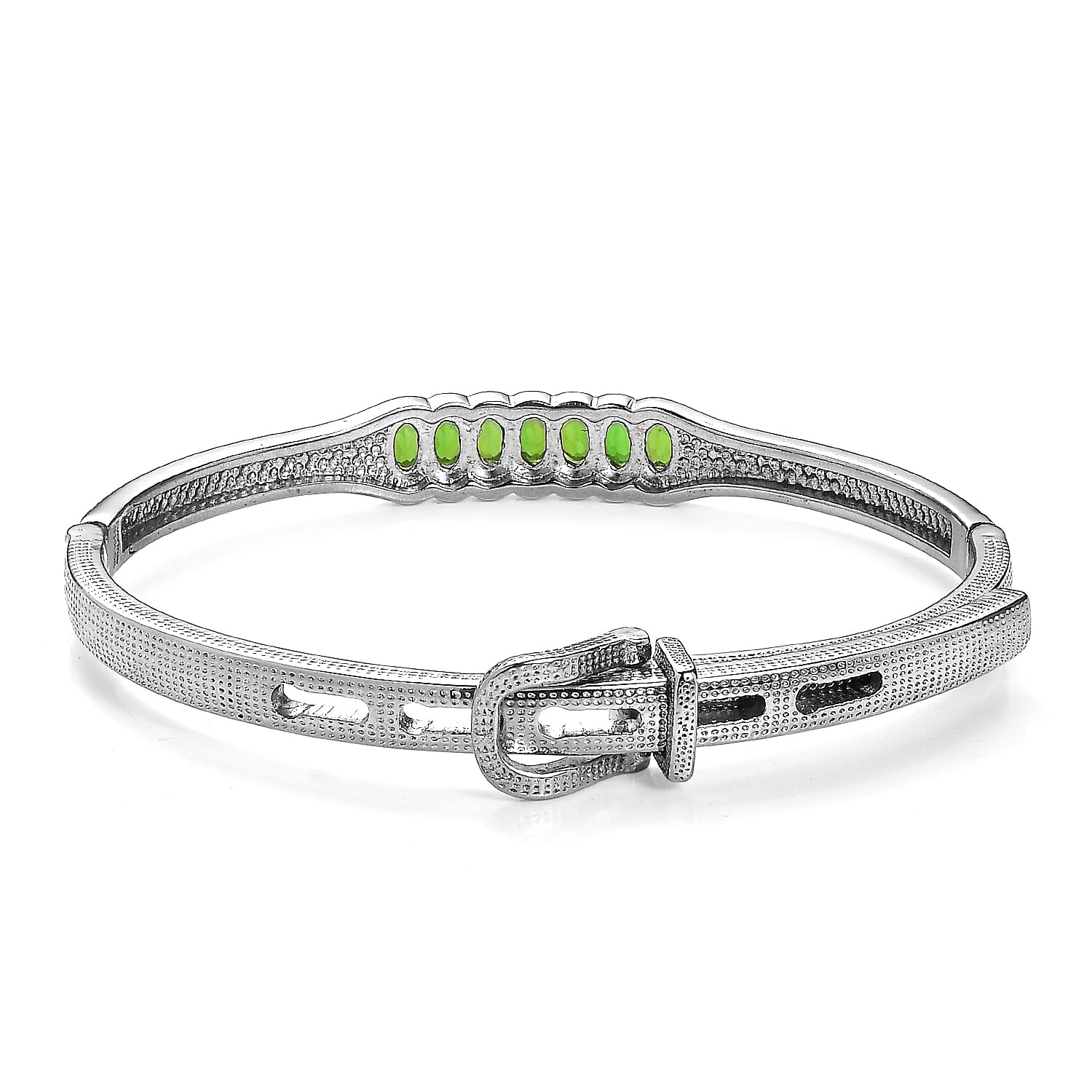 EverTrue Chrome Diopside 2.80 ctw Bangle Bracelet in Stainless Steel (7.25 In)