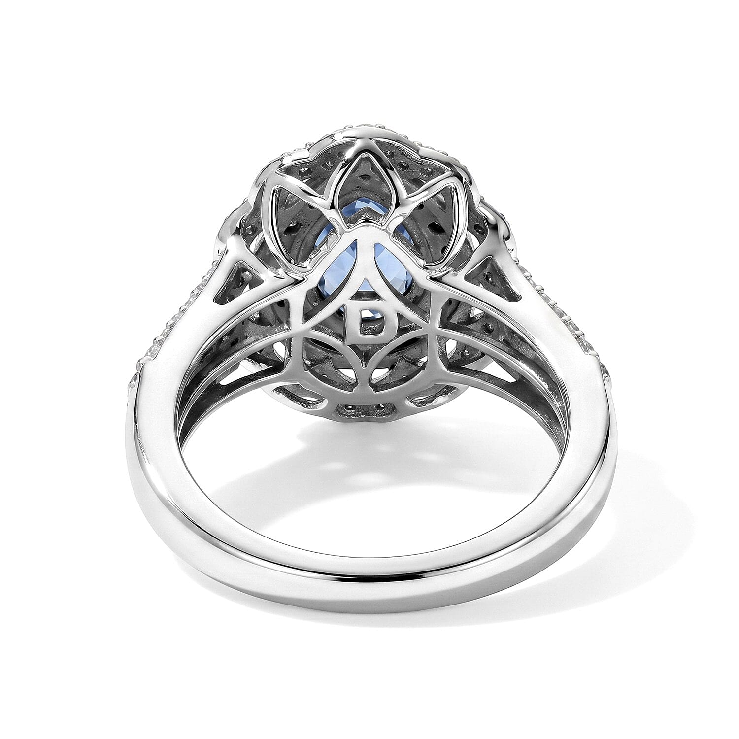 D'Joy Kashmir Kyanite and Multi Gemstone 3.40 ctw Camellia Floral Ring in Rhodium Over Sterling Silver (Size 6.0)