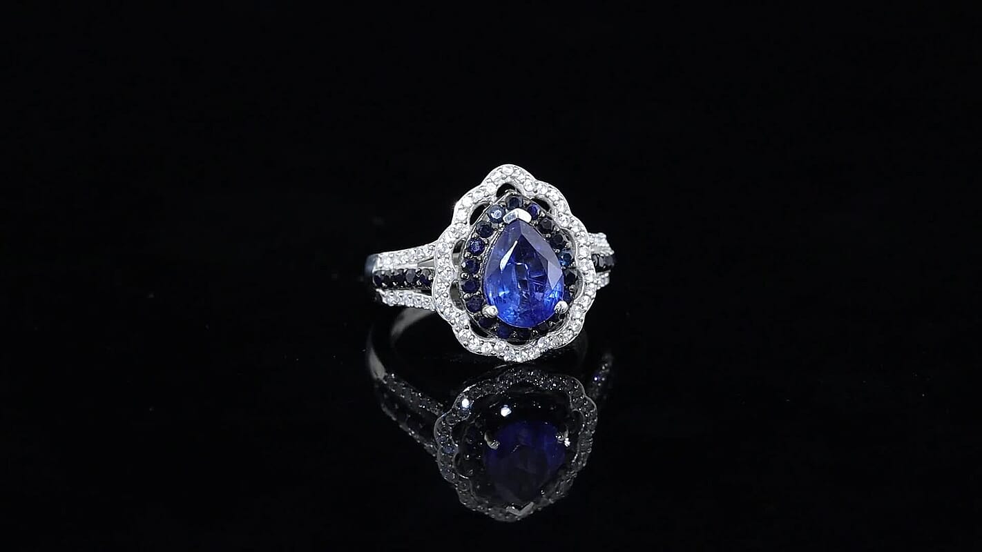 D''Joy Kashmir Kyanite, Multi Gemstone Ring in Rhodium Over Sterling Silver (Size 7.0) 3.40 ctw