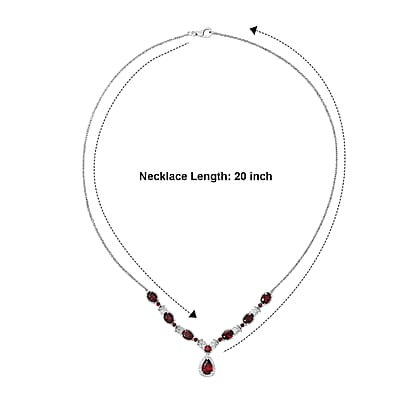 EverTrue Mozambique Garnet and White Zircon 7.55 ctw Necklace in Platinum Bond 20 Inches