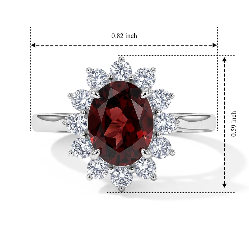 EverTrue Mozambique Garnet and White Zircon 2.90 ctw Ring in Platinum Bond (Size 6.0)
