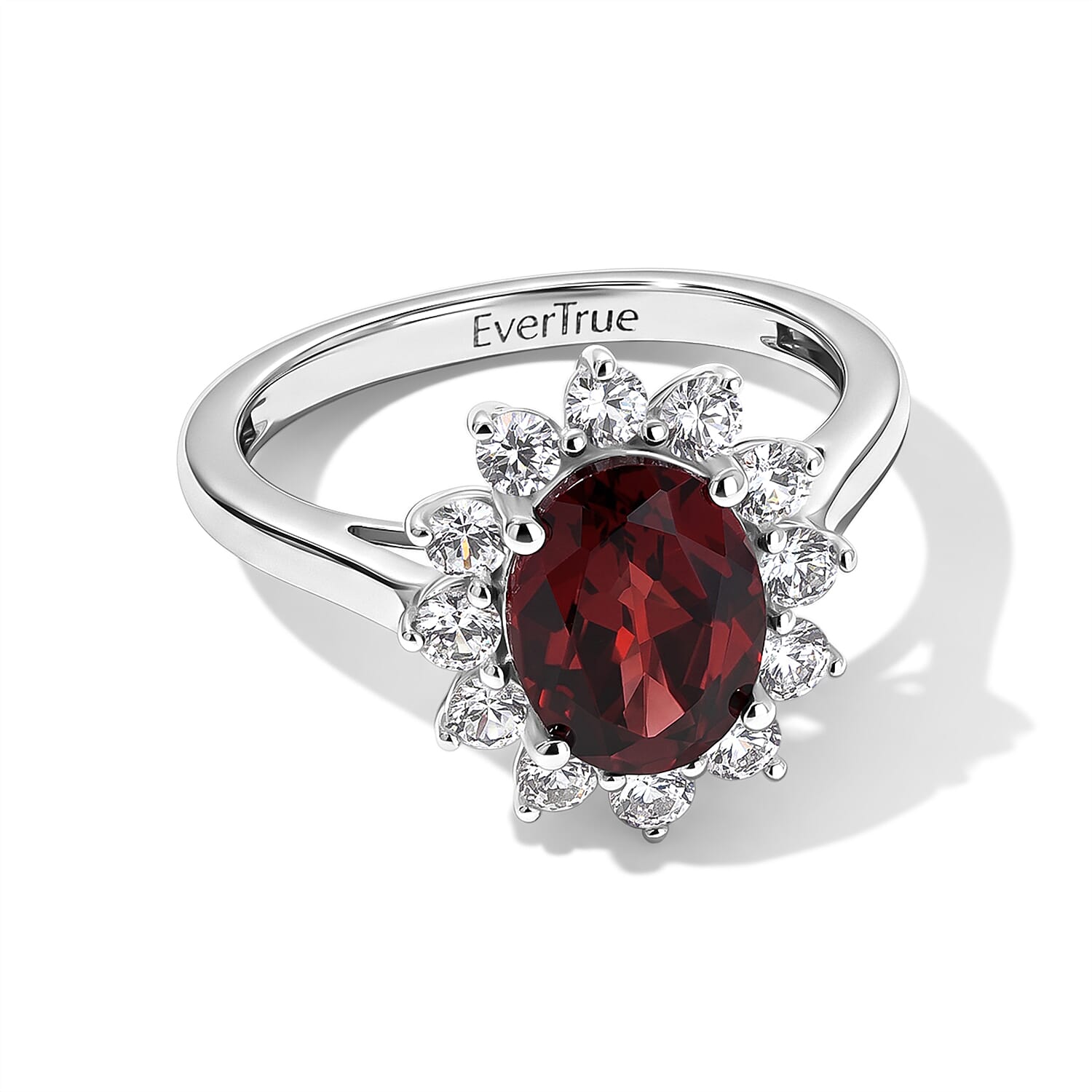 EverTrue Mozambique Garnet, White Zircon Ring in Platinum Bond (Size 6.0) 2.90 ctw