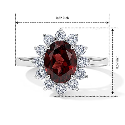 EverTrue Mozambique Garnet and White Zircon 2.90 ctw Ring in Platinum Bond (Size 8.0)