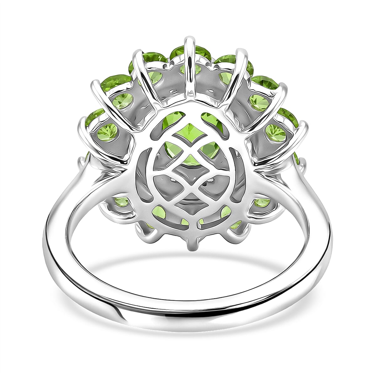 EverTrue Hebei Peridot and White Zircon 3.30 ctw Ring in Platinum Bond (Size 6.0)
