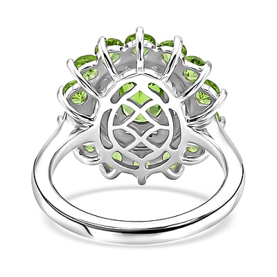 EverTrue Hebei Peridot and White Zircon 3.30 ctw Ring in Platinum Bond (Size 6.0)