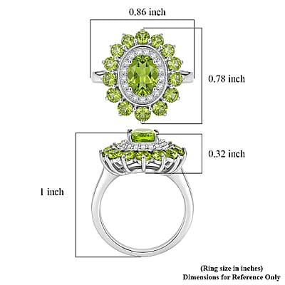 EverTrue Hebei Peridot and White Zircon 3.30 ctw Ring in Platinum Bond (Size 6.0)