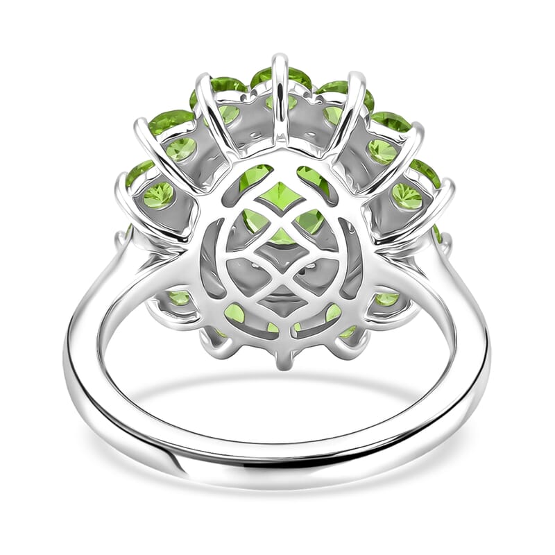 EverTrue Hebei Peridot and White Zircon 3.30 ctw Ring in Platinum Bond (Size 8.0)