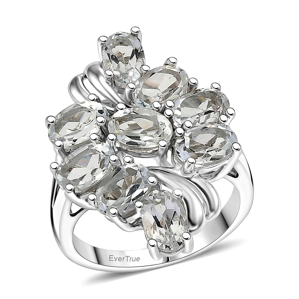EverTrue White Topaz 4.30 ctw Ring in Platinum Bond (Size 6.0)