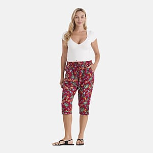 La Marey Red Woven Printed Jogger - One Size Missy