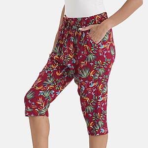 La Marey Red Woven Printed Jogger - One Size Missy