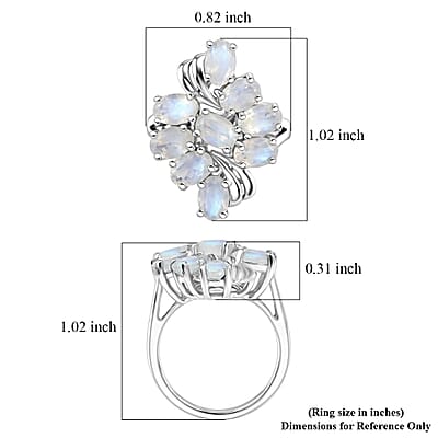 EverTrue Rainbow Moonstone 0.50 ctw Ring in Platinum Bond (Size 7.0)