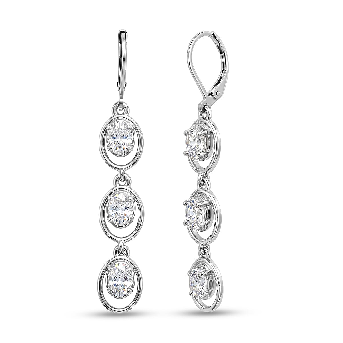 EverTrue White Topaz 3.60 ctw Earrings in Platinum Bond
