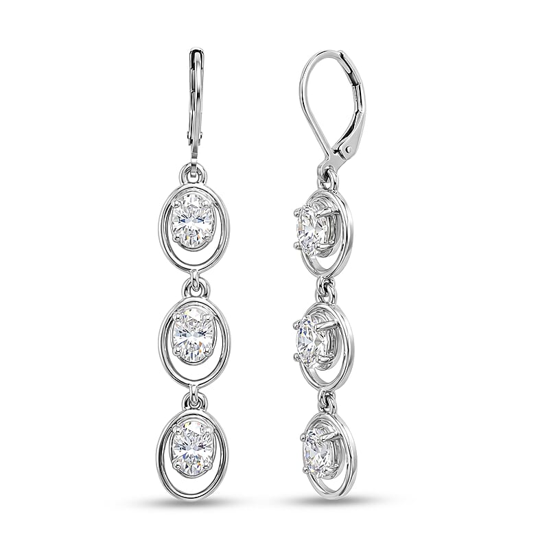 EverTrue White Topaz 3.60 ctw Earrings in Platinum Bond