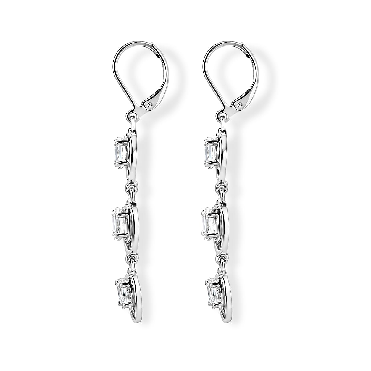 EverTrue White Topaz 3.60 ctw Earrings in Platinum Bond