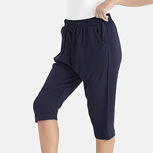 La Marey Navy Blue Woven Printed Jogger - One Size Missy