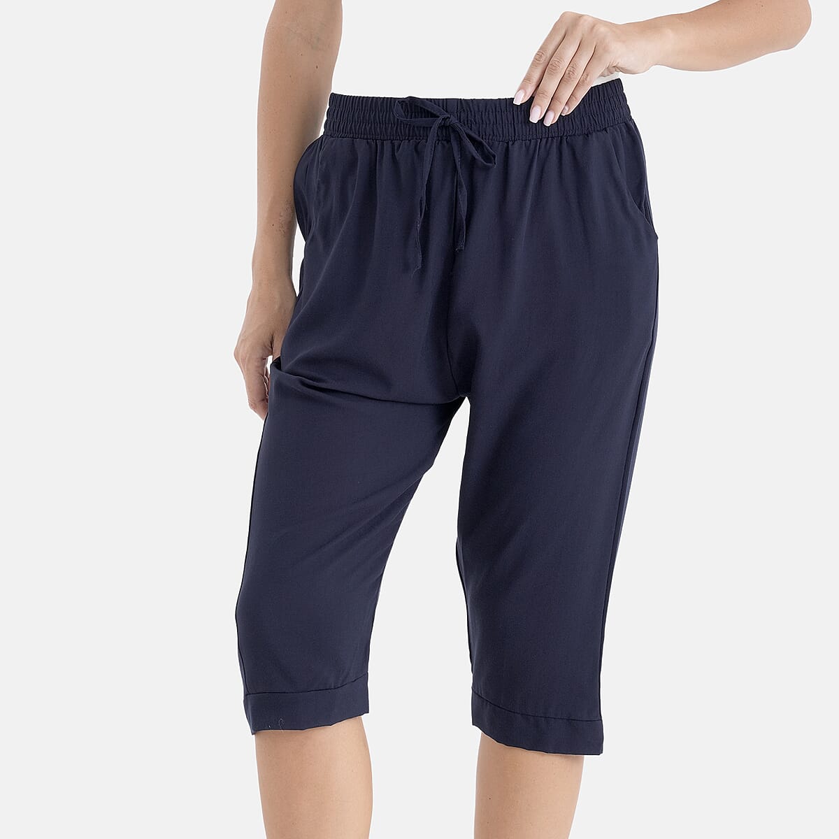 La Marey Navy Blue Woven Printed Jogger - One Size Missy image number 4