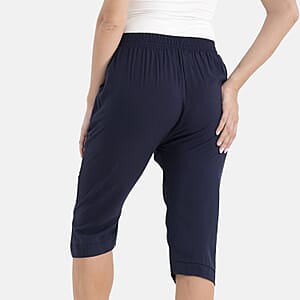 La Marey Navy Blue Woven Printed Jogger - One Size Plus