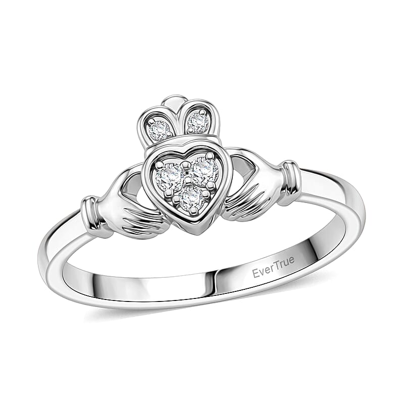 EverTrue Diamond 0.10 ctw Claddagh Ring in Platinum Bond (Size 5.0)