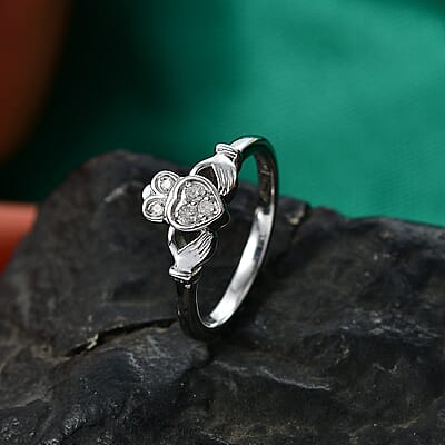 EverTrue Diamond 0.10 ctw Claddagh Ring in Platinum Bond (Size 5.0)