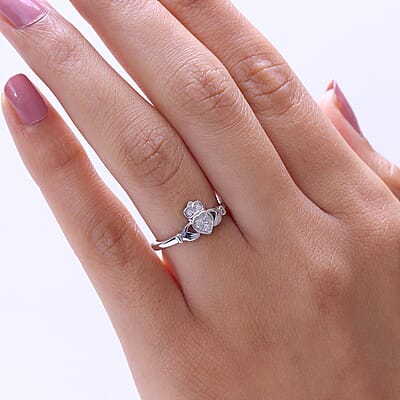 EverTrue Diamond 0.10 ctw Claddagh Ring in Platinum Bond (Size 5.0)