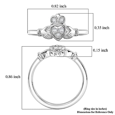 EverTrue Diamond 0.10 ctw Claddagh Ring in Platinum Bond (Size 5.0)
