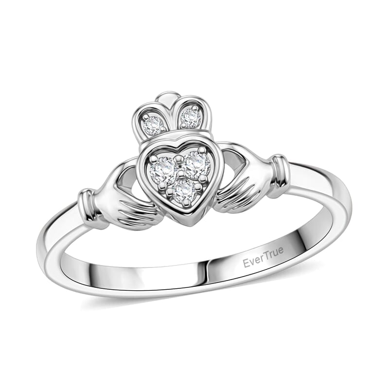 EverTrue Diamond 0.10 ctw Claddagh Ring in Platinum Bond (Size 6.0)