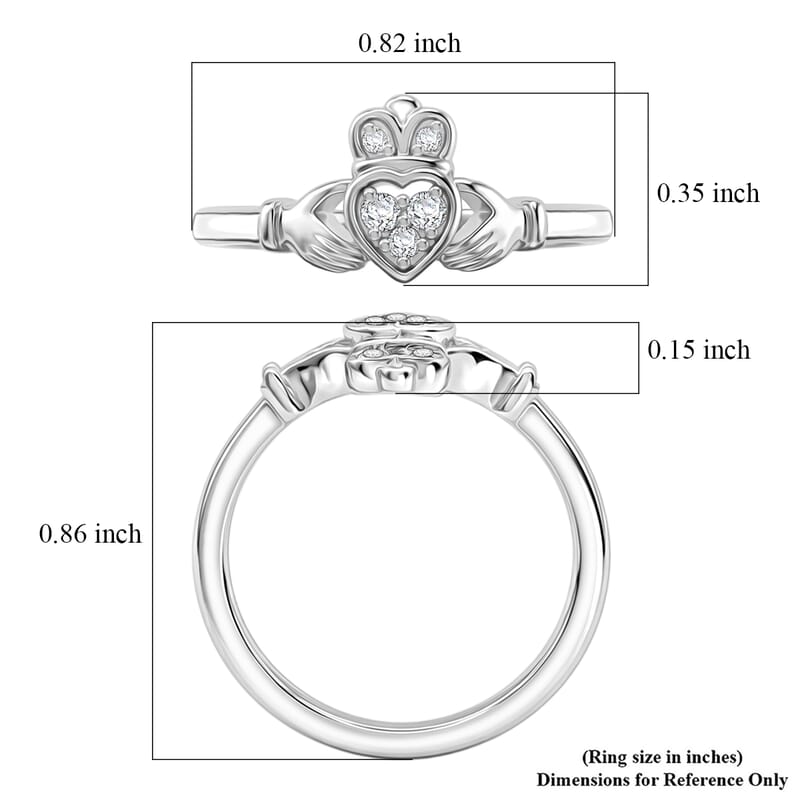 EverTrue Diamond 0.10 ctw Claddagh Ring in Platinum Bond (Size 6.0)