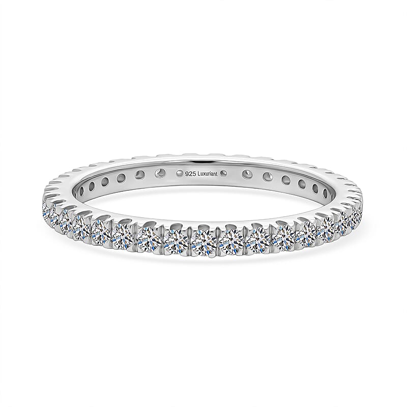 Luxuriant Lab Grown Diamond G-H SI 1.00 ctw Timeless Band Ring in Rhodium Over Sterling Silver (Size 5.0)