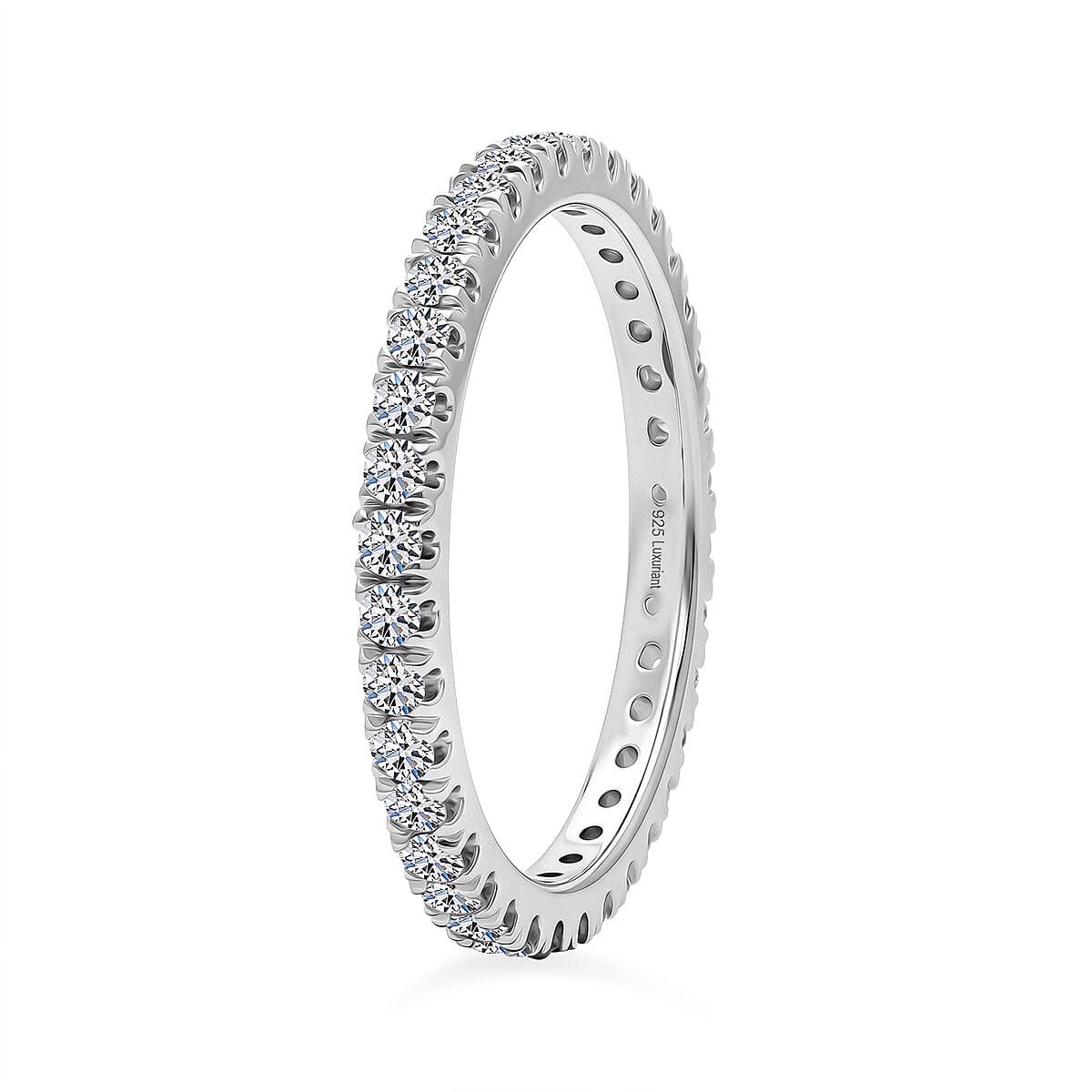 Luxuriant Lab Grown Diamond G-H SI 1.00 ctw Timeless Band Ring in Rhodium Over Sterling Silver (Size 5.0) image number 3