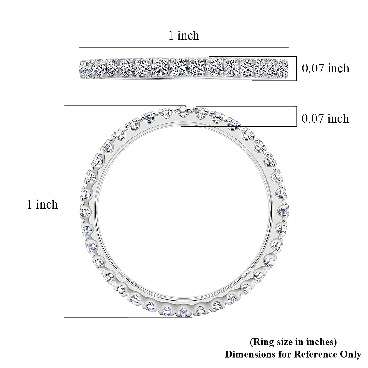 Luxuriant Lab Grown Diamond G-H SI 1.00 ctw Timeless Band Ring in Rhodium Over Sterling Silver (Size 5.0) image number 4