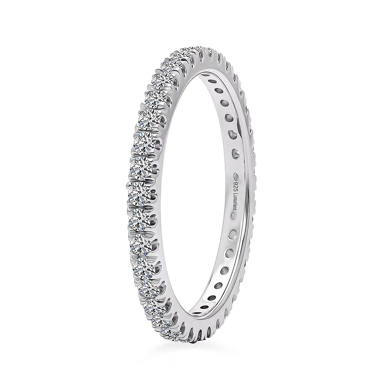 Luxuriant Lab Grown Diamond G-H SI 1.00 ctw Timeless Band Ring in Rhodium Over Sterling Silver (Size 5.0)