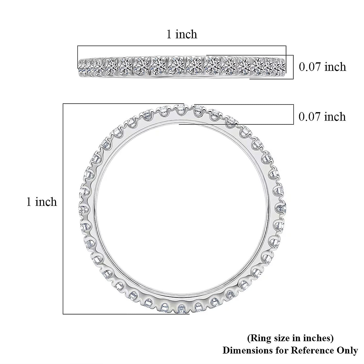 Luxuriant Lab Grown Diamond G-H SI 1.00 ctw Timeless Band Ring in Rhodium Over Sterling Silver (Size 5.0)