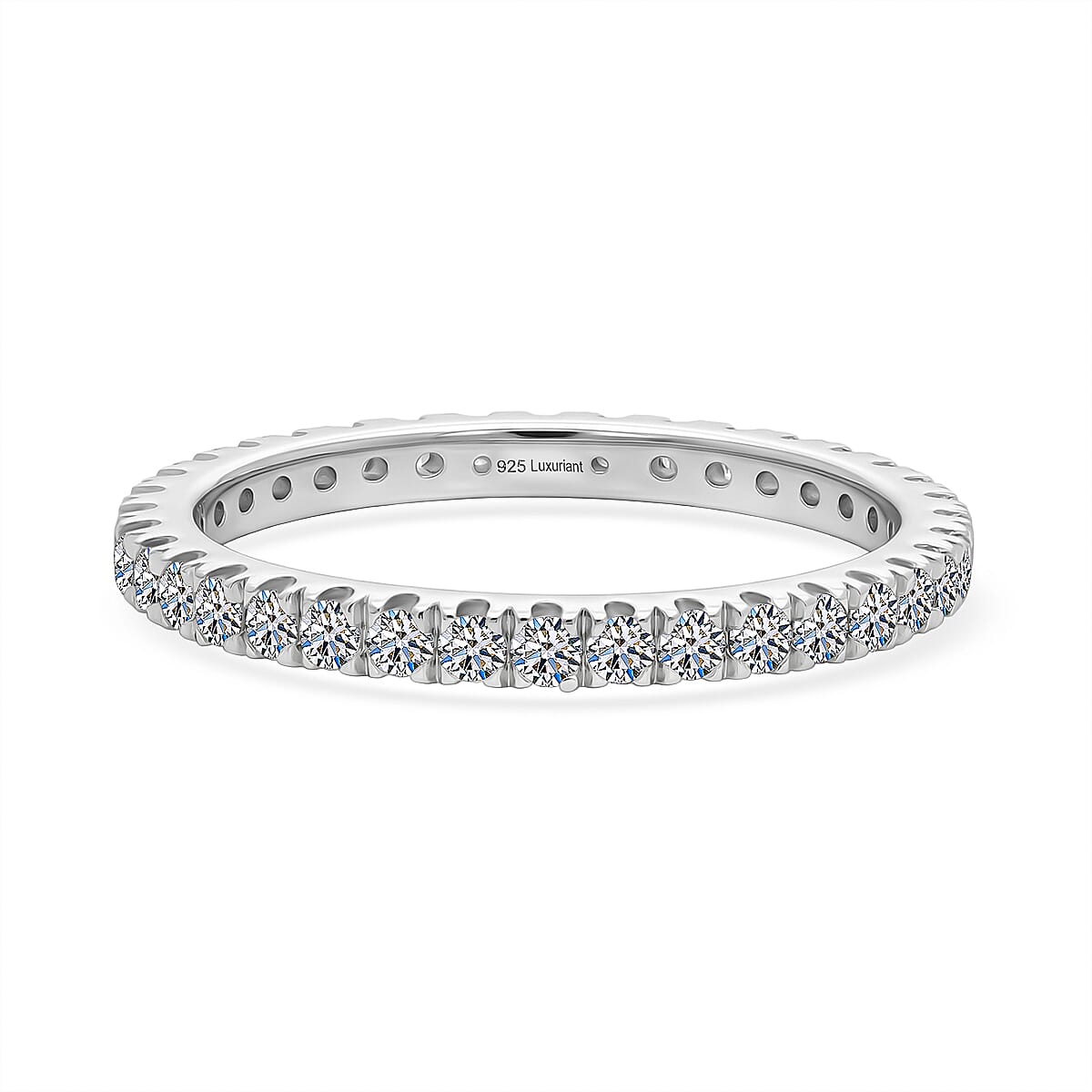 Luxuriant Lab Grown Diamond (G-H, SI) Ring in Rhodium Over Sterling Silver (Size 5.0) 1.00 ctw