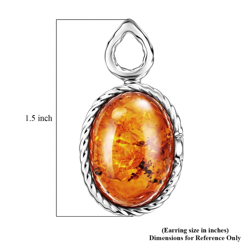 Baltic Amber Stud Drop Earrings in Sterling Silver