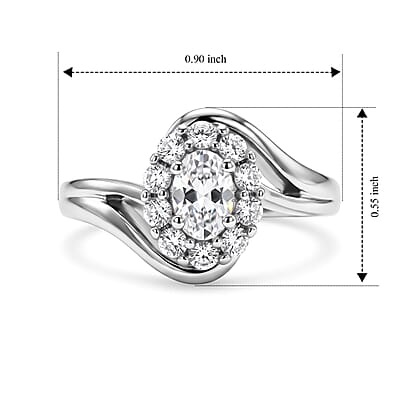 D'Joy Premium Hyalite Opal and White Zircon 0.90 ctw Ring in Rhodium Over Sterling Silver (Size 7.0)