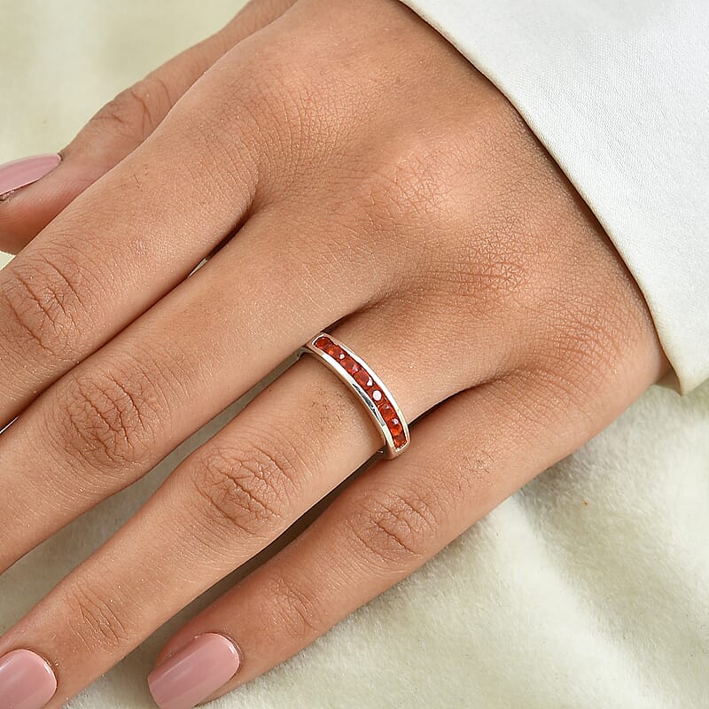 D'Joy AAAA Jalisco Fire Opal 0.50 ctw Ring in Rhodium Over Sterling Silver (Size 6.0)