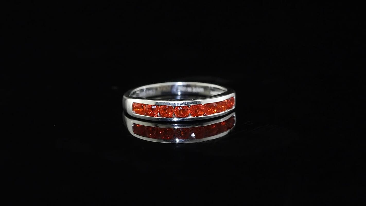 D''Joy Multi Sapphire Ring in Rhodium Over Sterling Silver (Size 6.0) 0.75 ctw