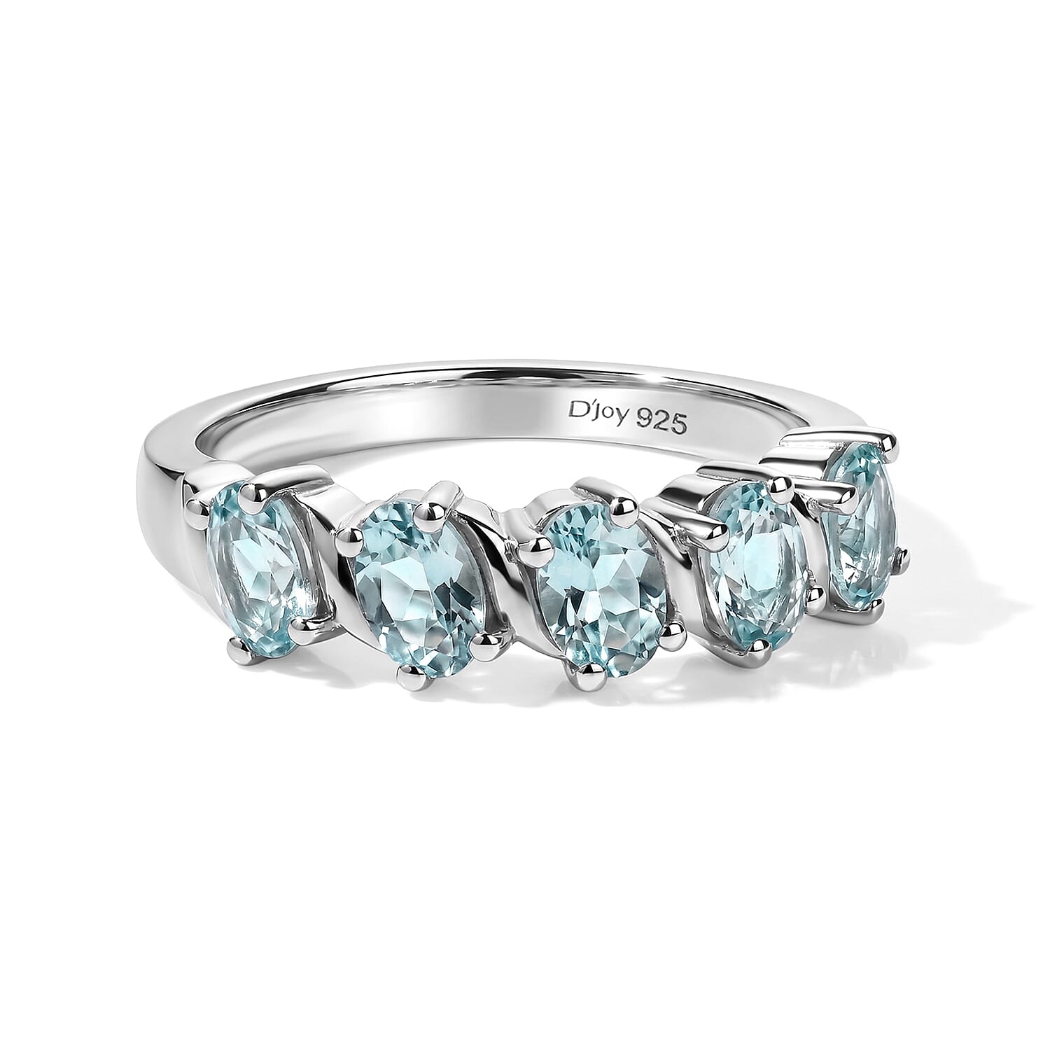 D''Joy Blue Apatite Ring in Rhodium Over Sterling Silver (Size 6.0) 1.30 ctw