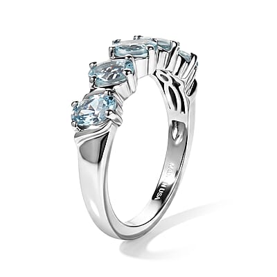 D'Joy Blue Apatite 1.30 ctw Ring in Rhodium Over Sterling Silver (Size 7.0)