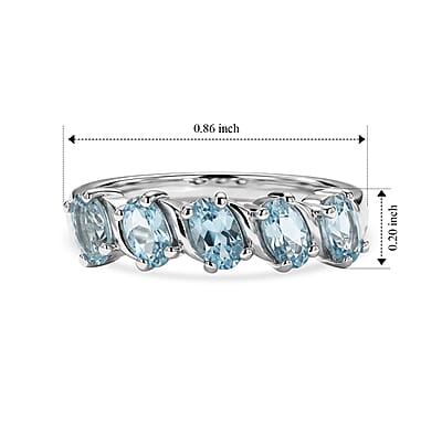 D'Joy Blue Apatite 1.30 ctw Ring in Rhodium Over Sterling Silver (Size 7.0)