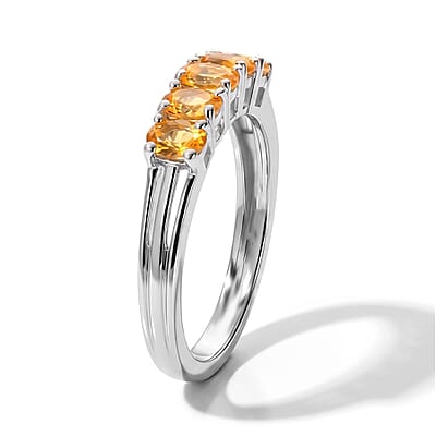 D'Joy Jalisco Fire Opal 0.60 ctw Ring in Rhodium Over Sterling Silver (Size 7.0)